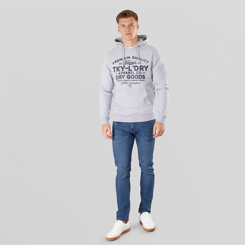 Tokyo Laundry Mens Skelton Hoodie Light Grey Marl