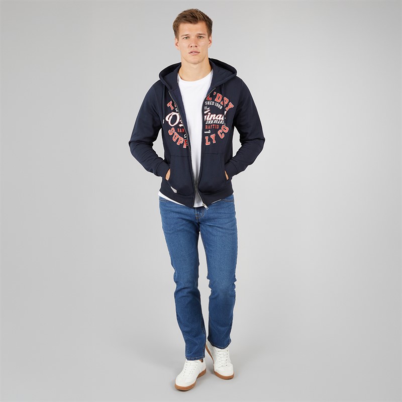 Tokyo Laundry Mens Ripon Zip Through Hoodie Navy