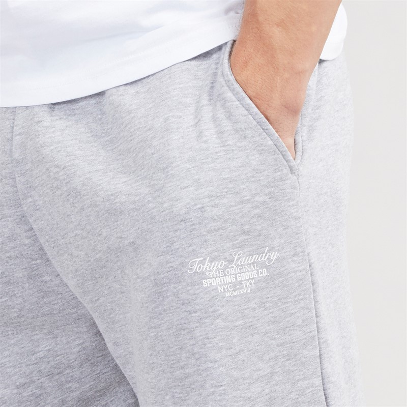 Tokyo Laundry Mens Bexli Wide Leg Joggers Light Grey Marl