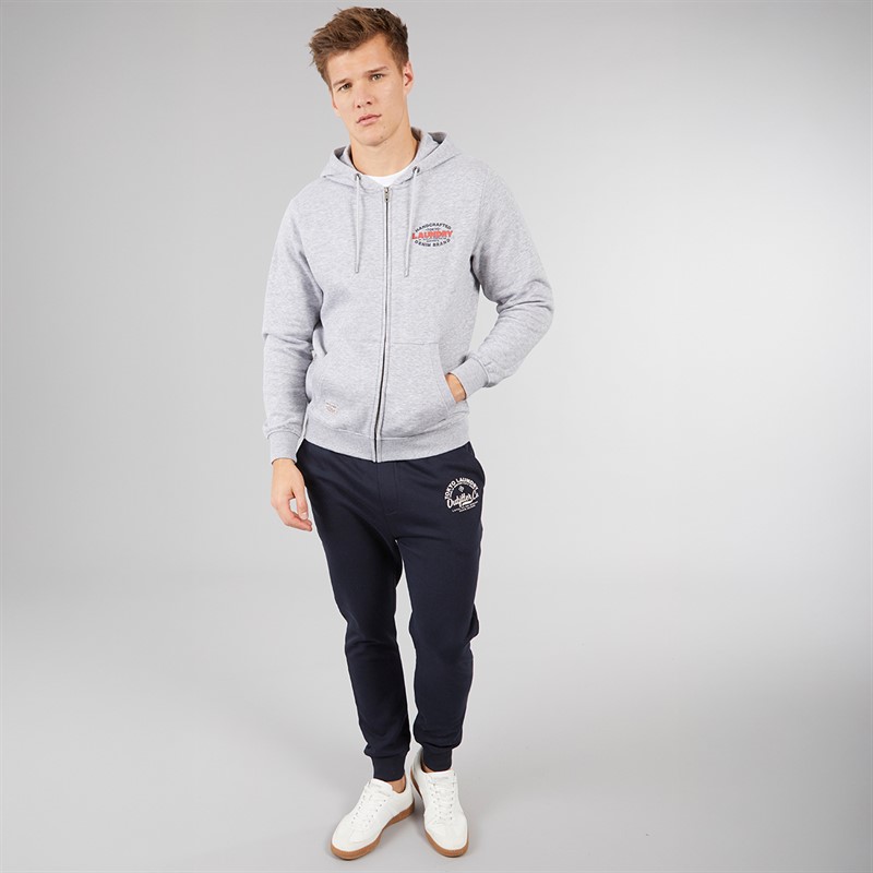 Tokyo Laundry Mens Stonefall Zip Through Hoodie Light Grey Marl