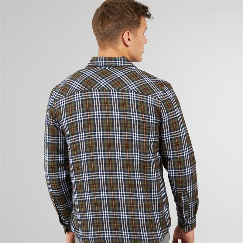 Tokyo Laundry Mens Sawatch Sherpa Lined Long Sleeve Shirt Navy/Khaki Check