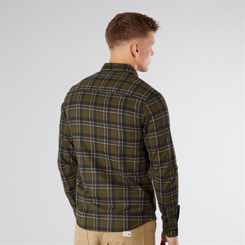 Tokyo Laundry Mens Barklem Long Sleeve Shirt Dark Olive