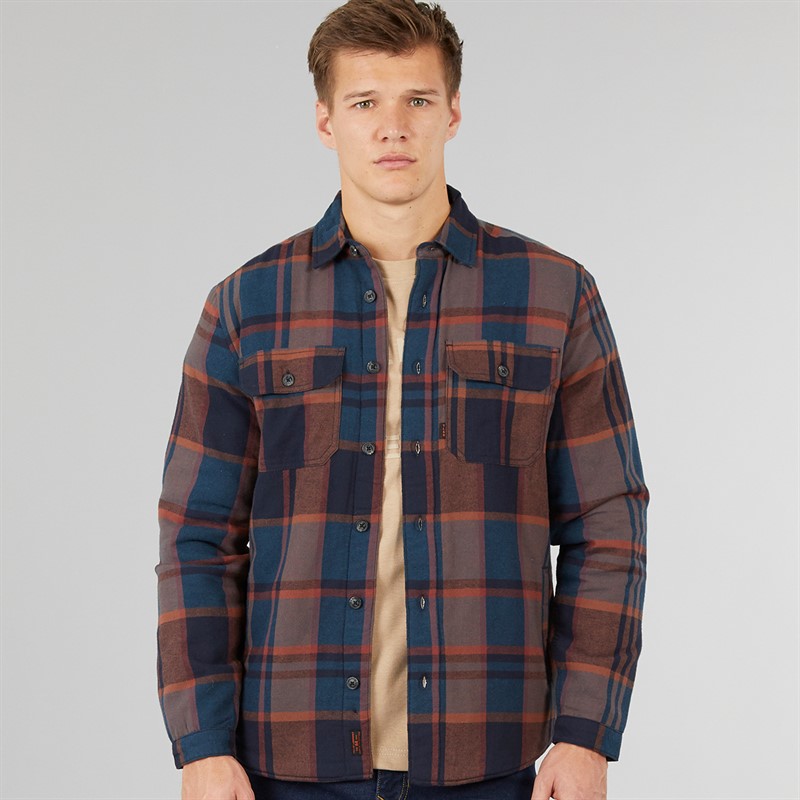 Tokyo Laundry Mens Ulriken Sherpa Lined Long Sleeve Shirt Navy