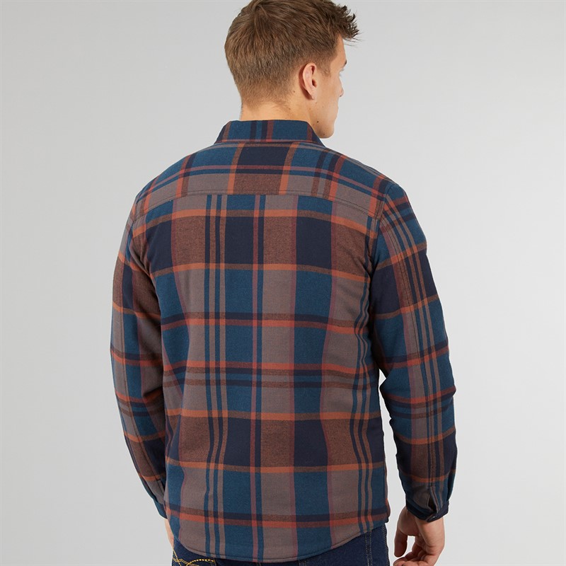 Tokyo Laundry Mens Ulriken Sherpa Lined Long Sleeve Shirt Navy