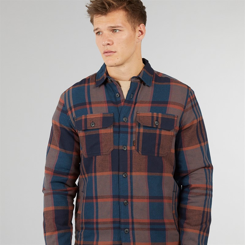 Tokyo Laundry Mens Ulriken Sherpa Lined Long Sleeve Shirt Navy