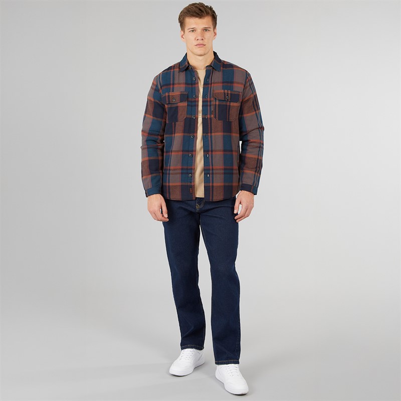 Tokyo Laundry Mens Ulriken Sherpa Lined Long Sleeve Shirt Navy