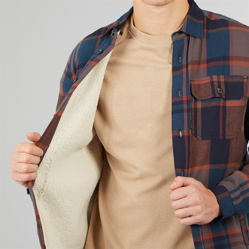 Tokyo Laundry Mens Ulriken Sherpa Lined Long Sleeve Shirt Navy