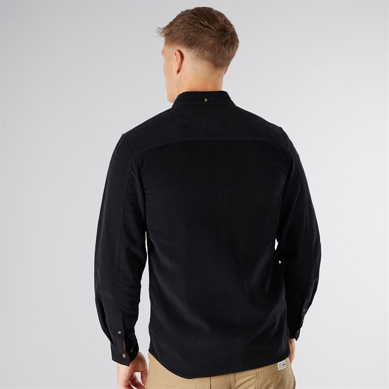 Tokyo Laundry Mens Salton Corduroy Long Sleeve Shirt Black