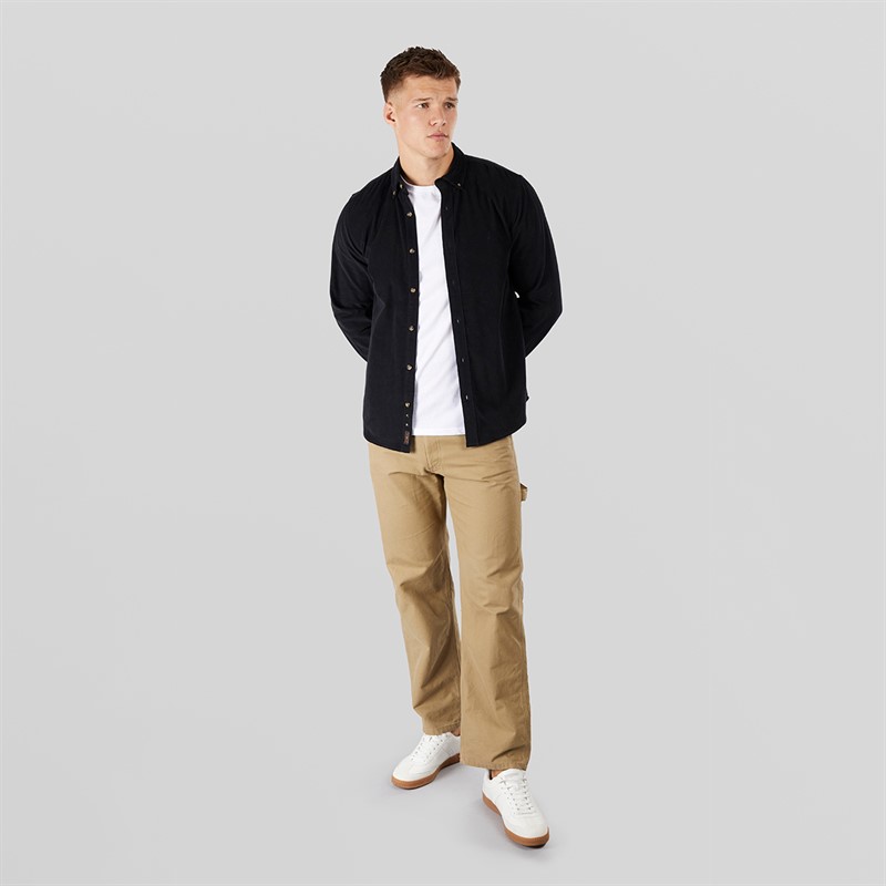 Tokyo Laundry Mens Salton Corduroy Long Sleeve Shirt Black