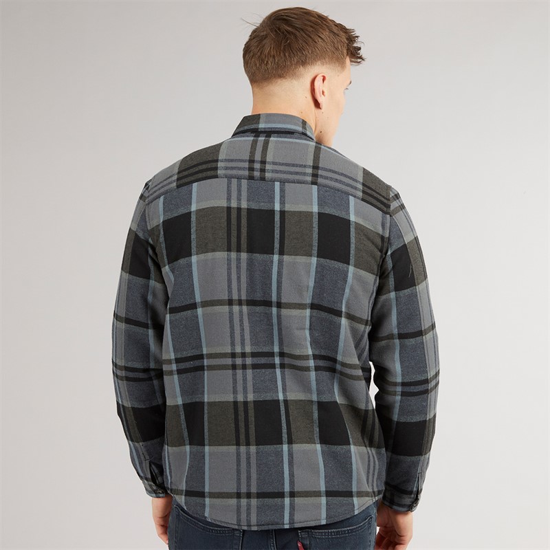 Tokyo Laundry Mens Ulriken Sherpa Lined Long Sleeve Shirt Black