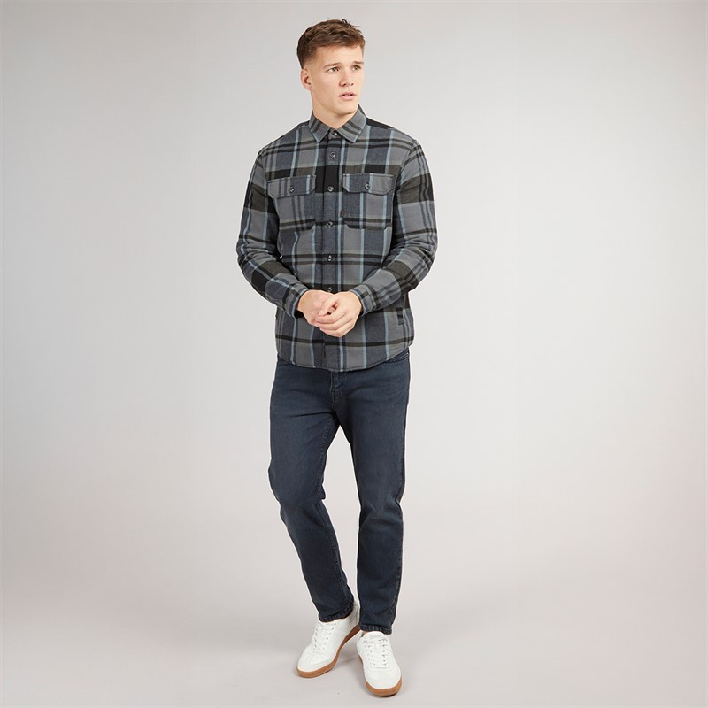 Tokyo Laundry Mens Ulriken Sherpa Lined Long Sleeve Shirt Black