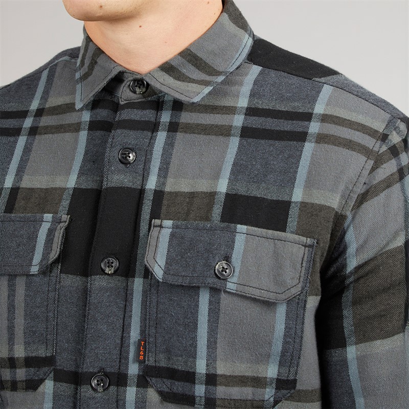 Tokyo Laundry Mens Ulriken Sherpa Lined Long Sleeve Shirt Black