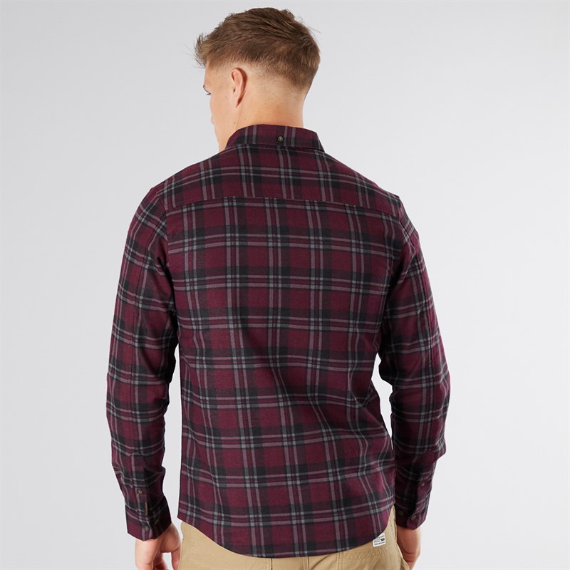 Tokyo Laundry Mens Barklem Long Sleeve Shirt Burgundy