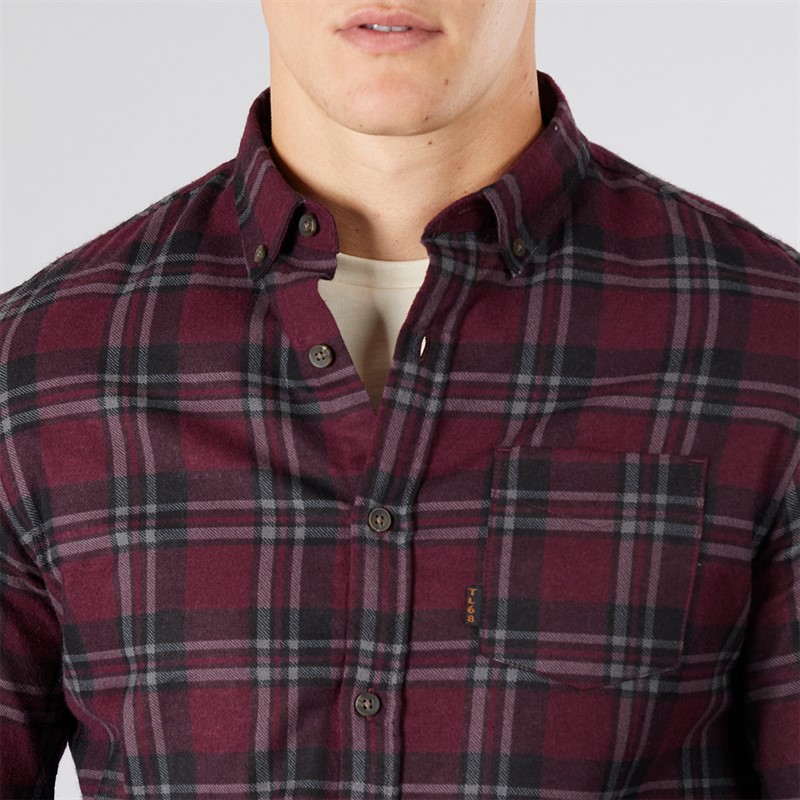 Tokyo Laundry Mens Barklem Long Sleeve Shirt Burgundy
