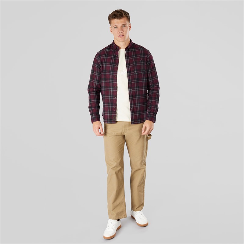 Tokyo Laundry Mens Barklem Long Sleeve Shirt Burgundy