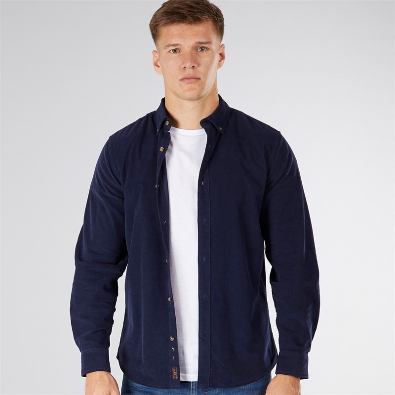 Tokyo Laundry Mens Salton Corduroy Long Sleeve Shirt Navy - Size L