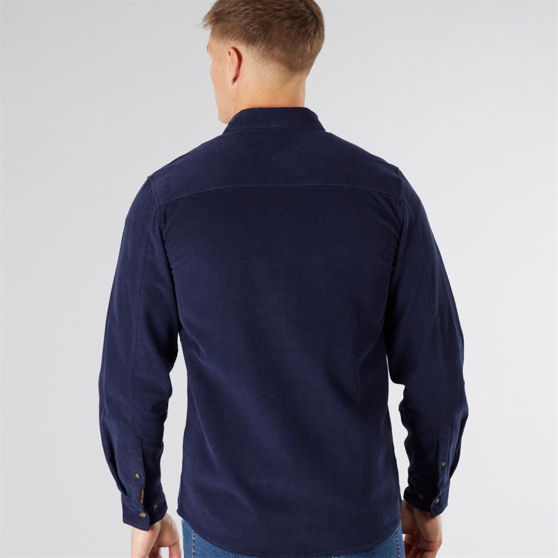 Tokyo Laundry Mens Salton Corduroy Long Sleeve Shirt Navy