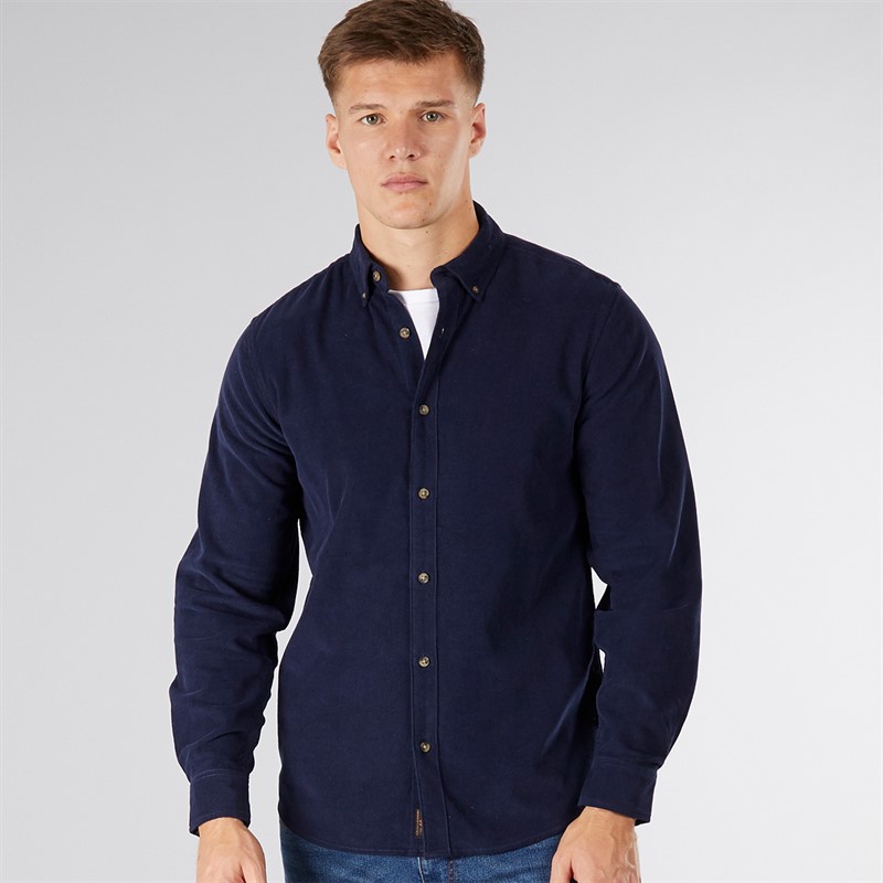 Tokyo Laundry Mens Salton Corduroy Long Sleeve Shirt Navy