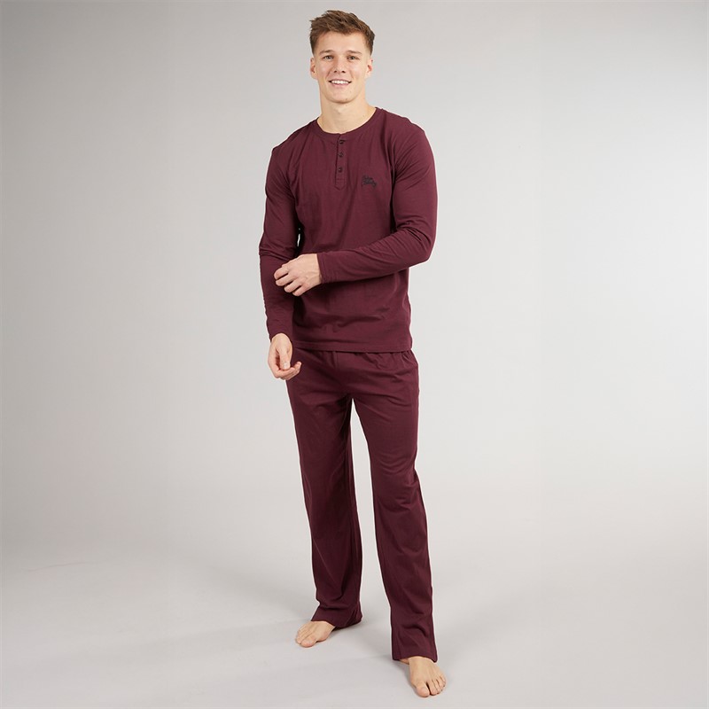 Tokyo Laundry Mens Olmste Loungewear Set Burgundy