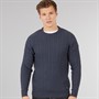 Tokyo Laundry Mens Alonso Crew Neck Cable Knit Jumper Navy
