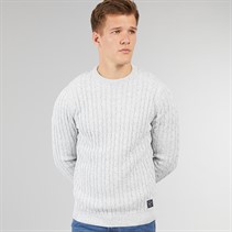 Tokyo Laundry Mens Alonso Crew Neck Cable Knit Jumper Ecru