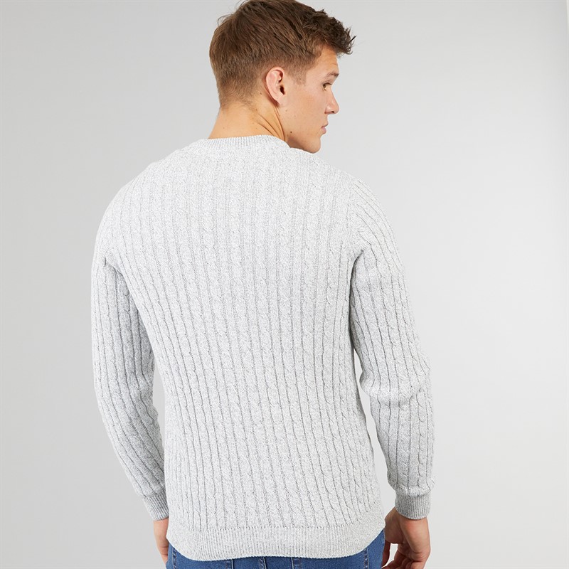 Tokyo Laundry Mens Alonso Crew Neck Cable Knit Jumper Ecru