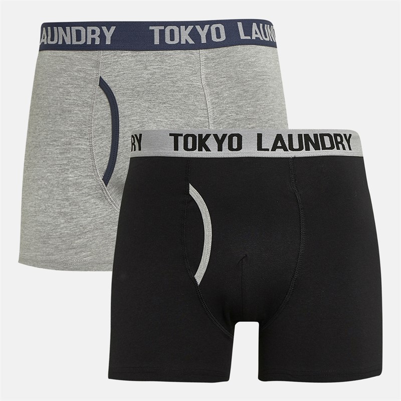 Tokyo Laundry Mens Abbots Two Pack Boxers Grey