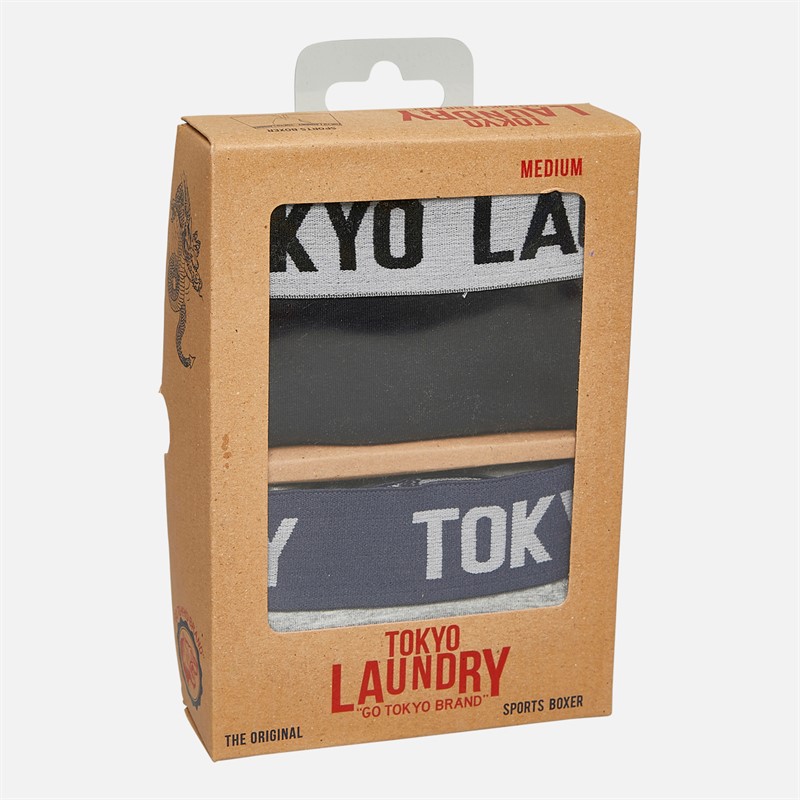 Tokyo Laundry Mens Abbots Two Pack Boxers Grey