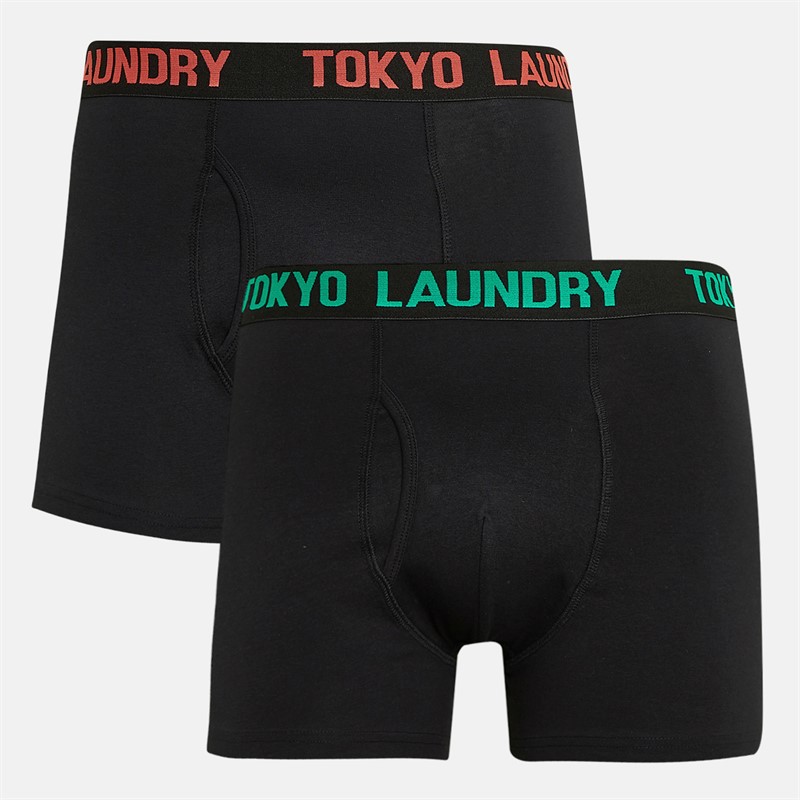 Tokyo Laundry Mens Walkers Two Pack Boxers Green