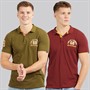 Tokyo Laundry Mens Sporty Two Pack Short Sleeve Polo Shirts Burgundy/Olive