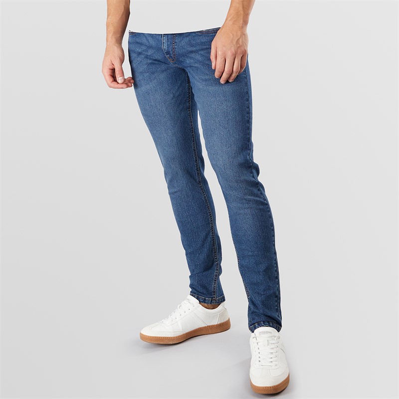 Tokyo Laundry Mens Doug Slim Fit Jeans Mid Blue Stonewash