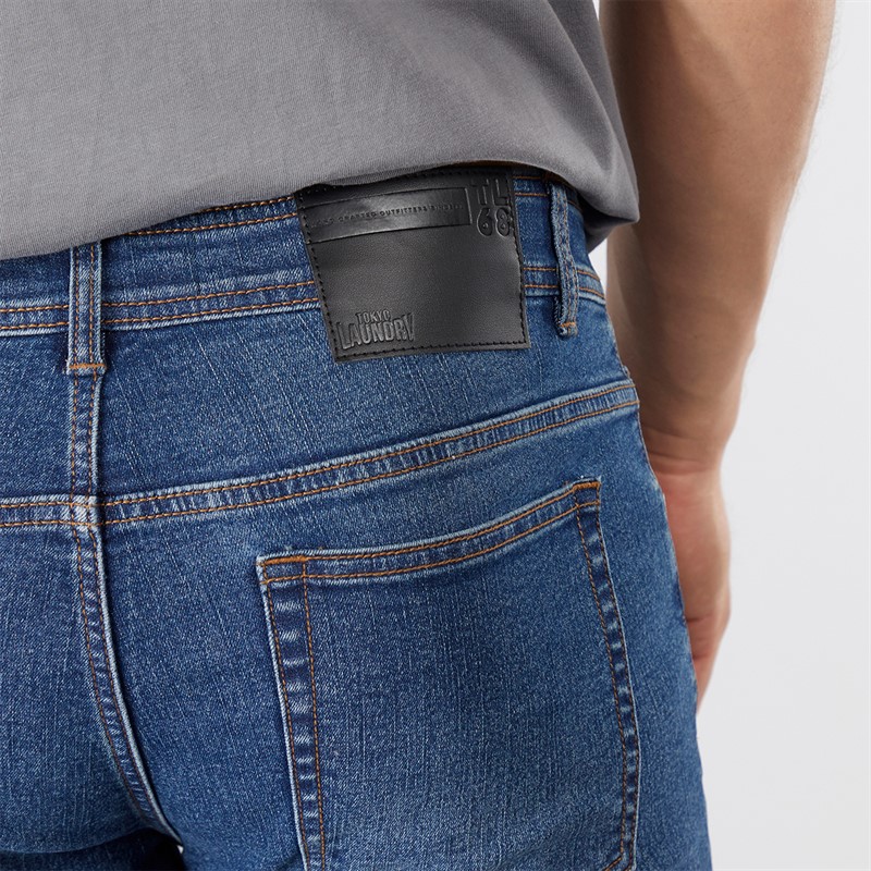 Tokyo Laundry Mens Doug Slim Fit Jeans Mid Blue Stonewash