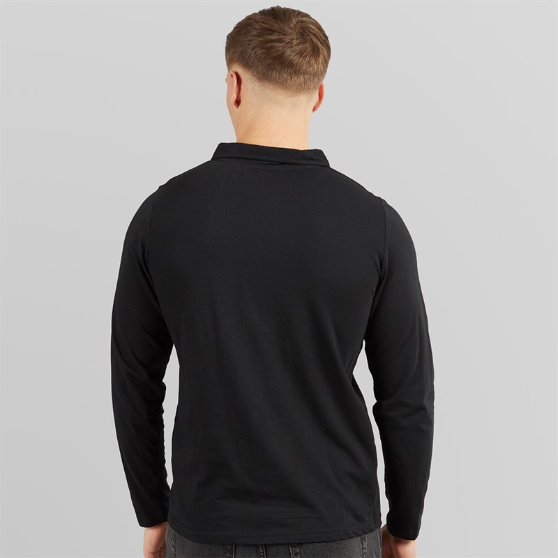 Tokyo Laundry Mens Landers Long Sleeve Polo Shirt Black