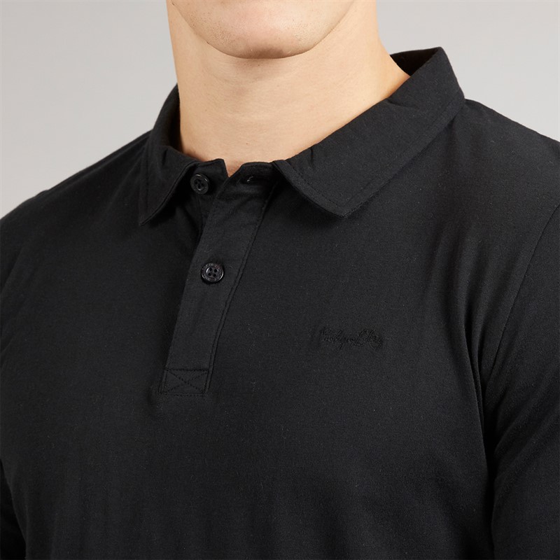 Tokyo Laundry Mens Landers Long Sleeve Polo Shirt Black