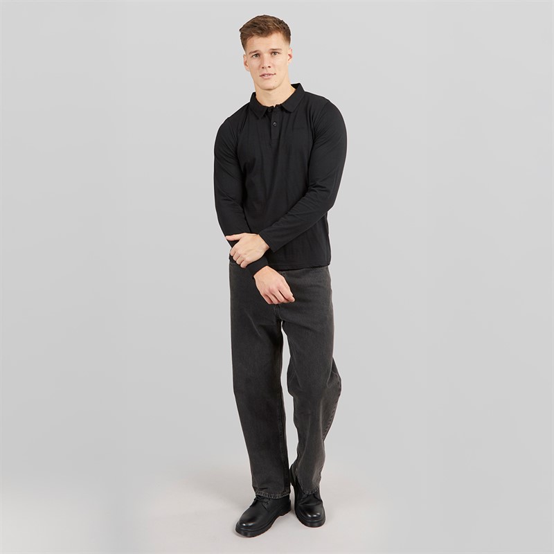 Tokyo Laundry Mens Landers Long Sleeve Polo Shirt Black