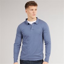 Tokyo Laundry Mens Landers Long Sleeve Polo Shirt Blue
