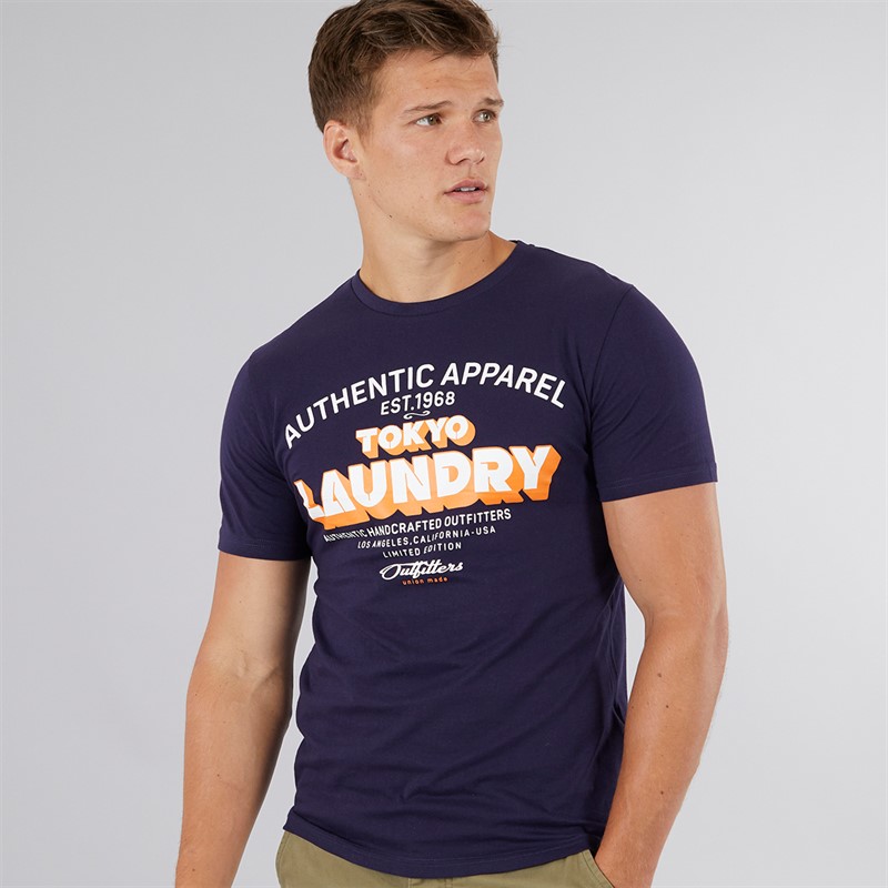 Tokyo Laundry Mens Cyprus T-Shirt Navy - Size XXL