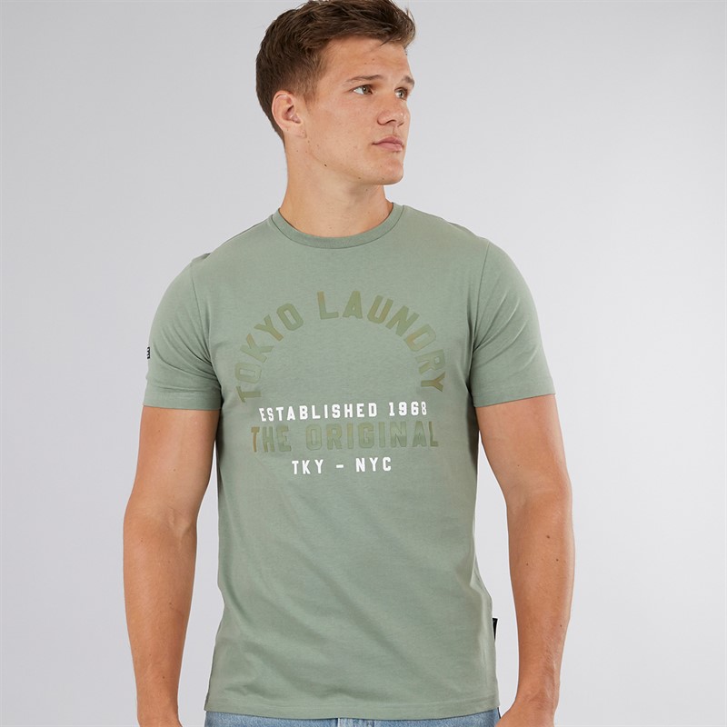 Tokyo Laundry Mens Lewes T-Shirt Green - Size L