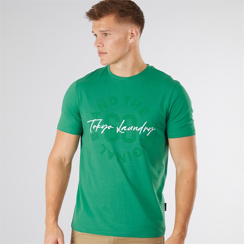 Tokyo Laundry Mens Carcle T-Shirt Green