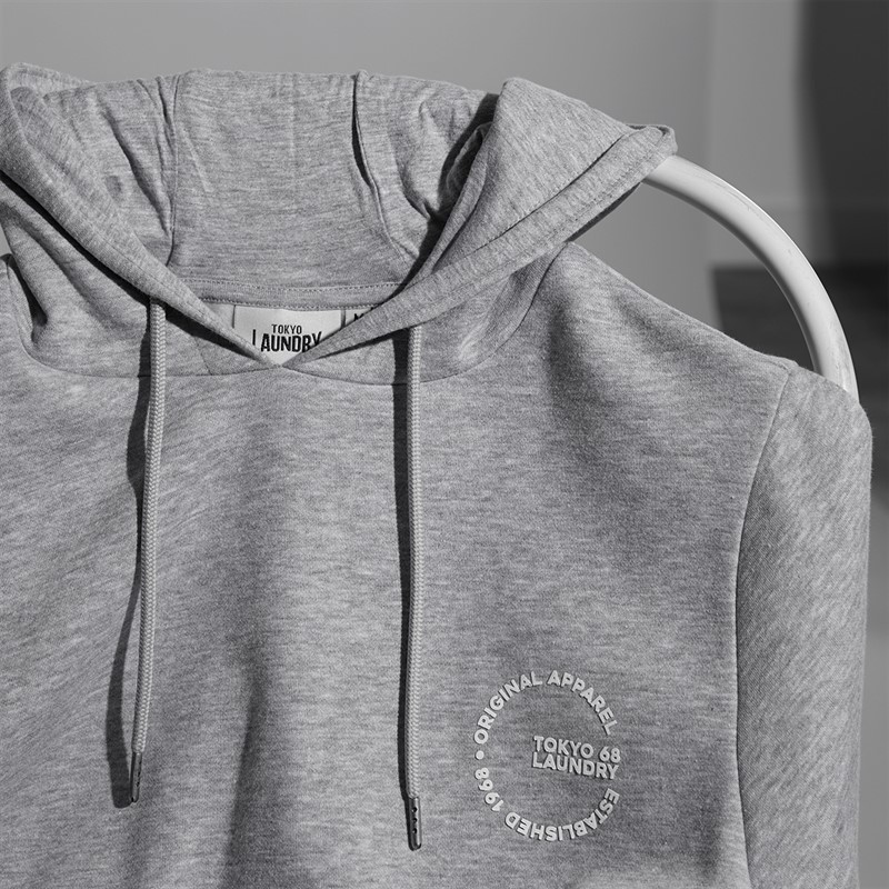 Tokyo Laundry Mens Layden Hoodie Light Grey Marl