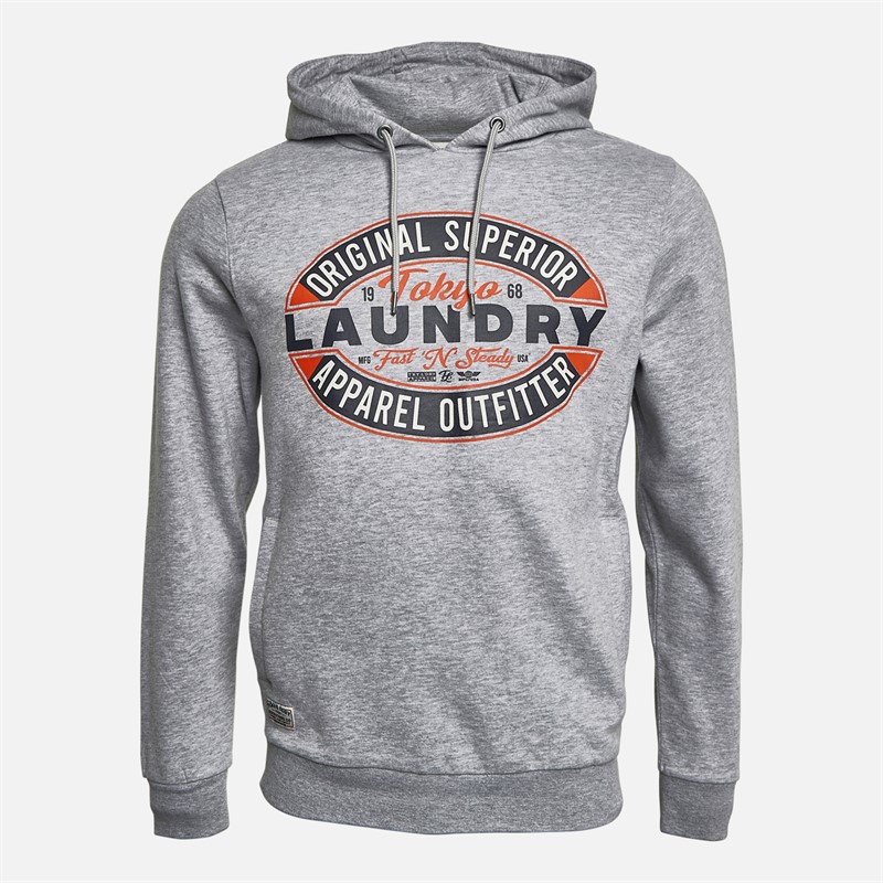 Tokyo Laundry Mens Haig Hoodie Light Grey Marl