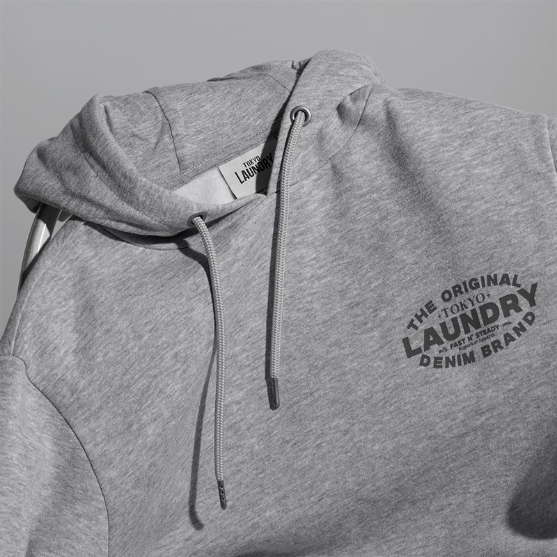 Tokyo Laundry Mens Balmoral Hoodie Light Grey Marl