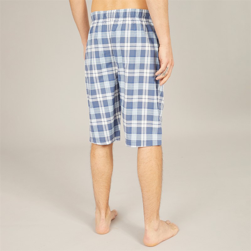 Tokyo Laundry Mens Makin Woven Checked Lounge Shorts Blue