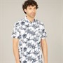 Tokyo Laundry Mens Fortuna Palm Leaf Print Short Sleeve Shirt White