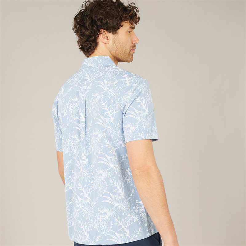 Tokyo Laundry Mens Paraiso AOP Short Sleeve Shirt Blue