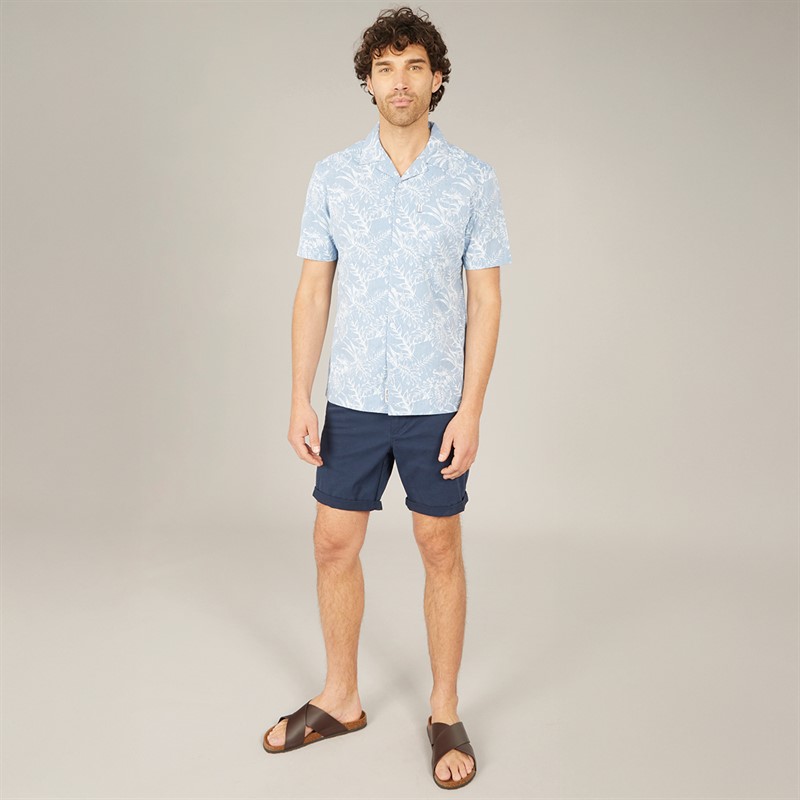 Tokyo Laundry Mens Paraiso AOP Short Sleeve Shirt Blue
