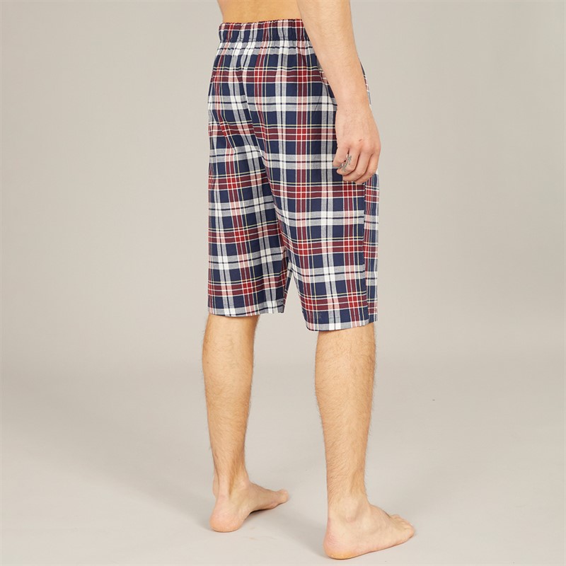 Tokyo Laundry Mens Makin Woven Checked Lounge Shorts Red