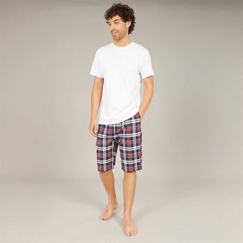 Tokyo Laundry Mens Makin Woven Checked Lounge Shorts Red