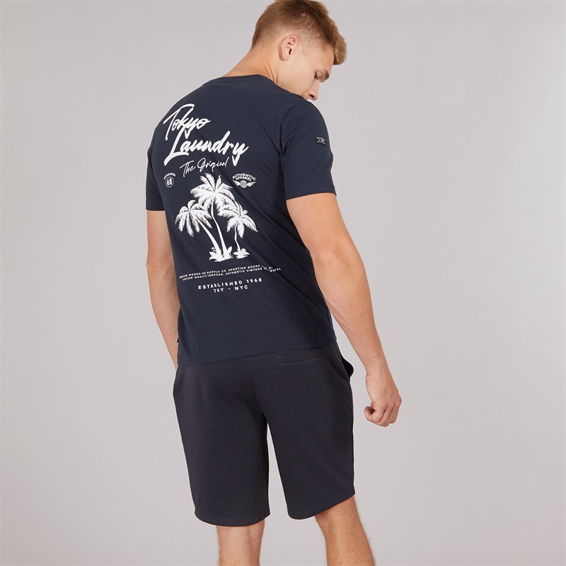 Tokyo Laundry Mens Tokyo Beach T-Shirt And Shorts Set Navy