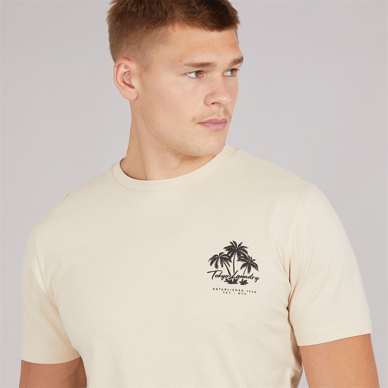 Tokyo Laundry Mens Tokyo Beach T-Shirt And Shorts Set Stone